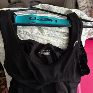 EUC HEAD Women’s Black Racer Back Sleeveless Tank with Teal Accent & Loose Fit